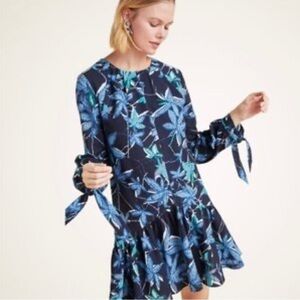 Anthropologie Mare mare Chic Long Sleeve Floral Dress in Navy Blue size S